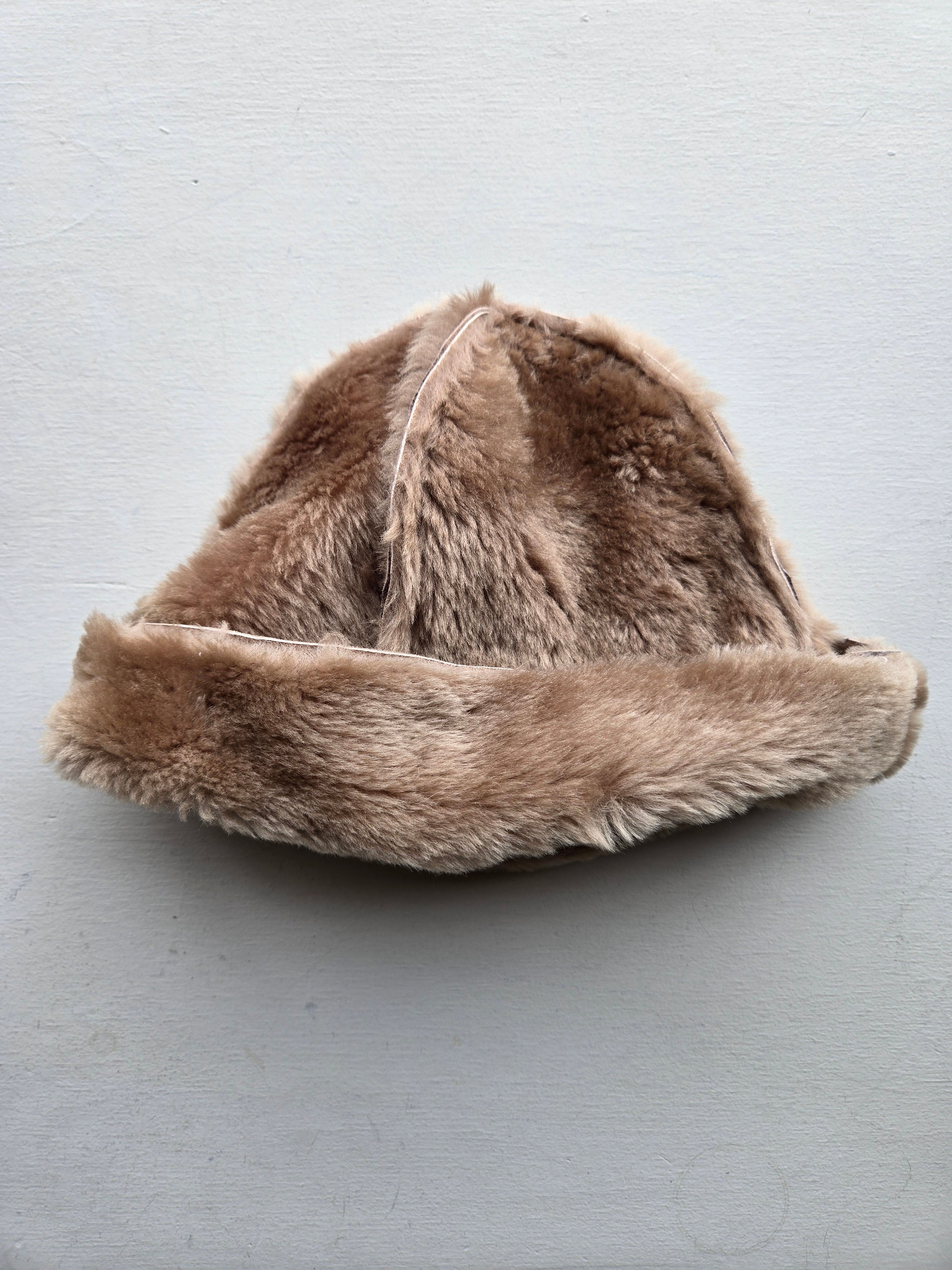 Erin Templeton - Fuzzy Sheepskin Hat - Taupe (Large)