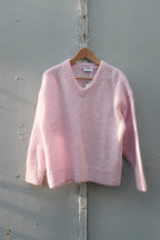 Hairy Alpaca V-Neck Sweater - Light Pink