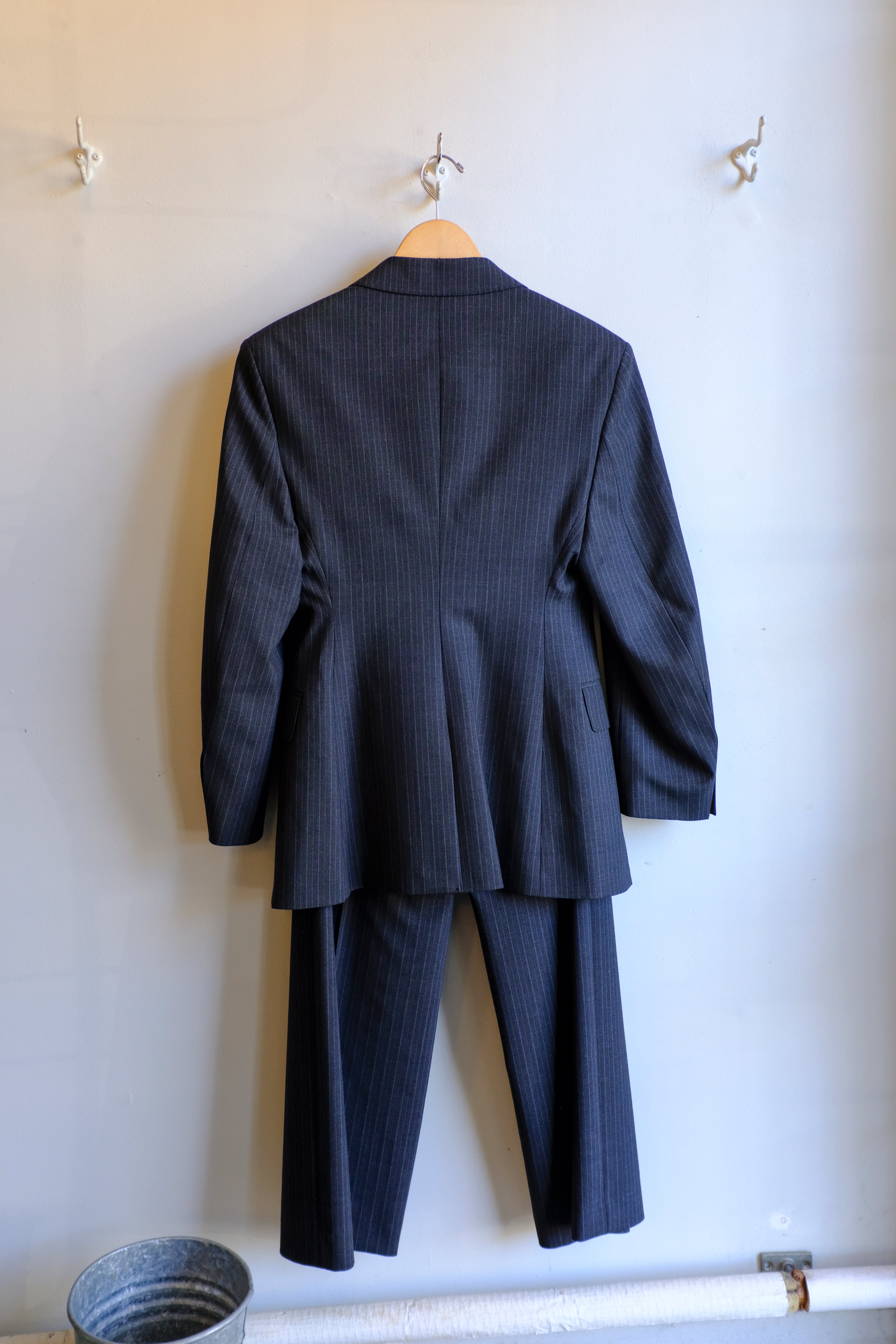 Hourglass Pinstripe Blazer - Anthracite Melange - flat back