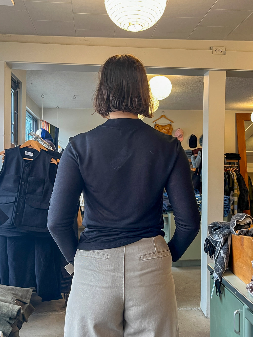 Filippa K - Lyocell Cashmere Mock Neck Top - Black - back 