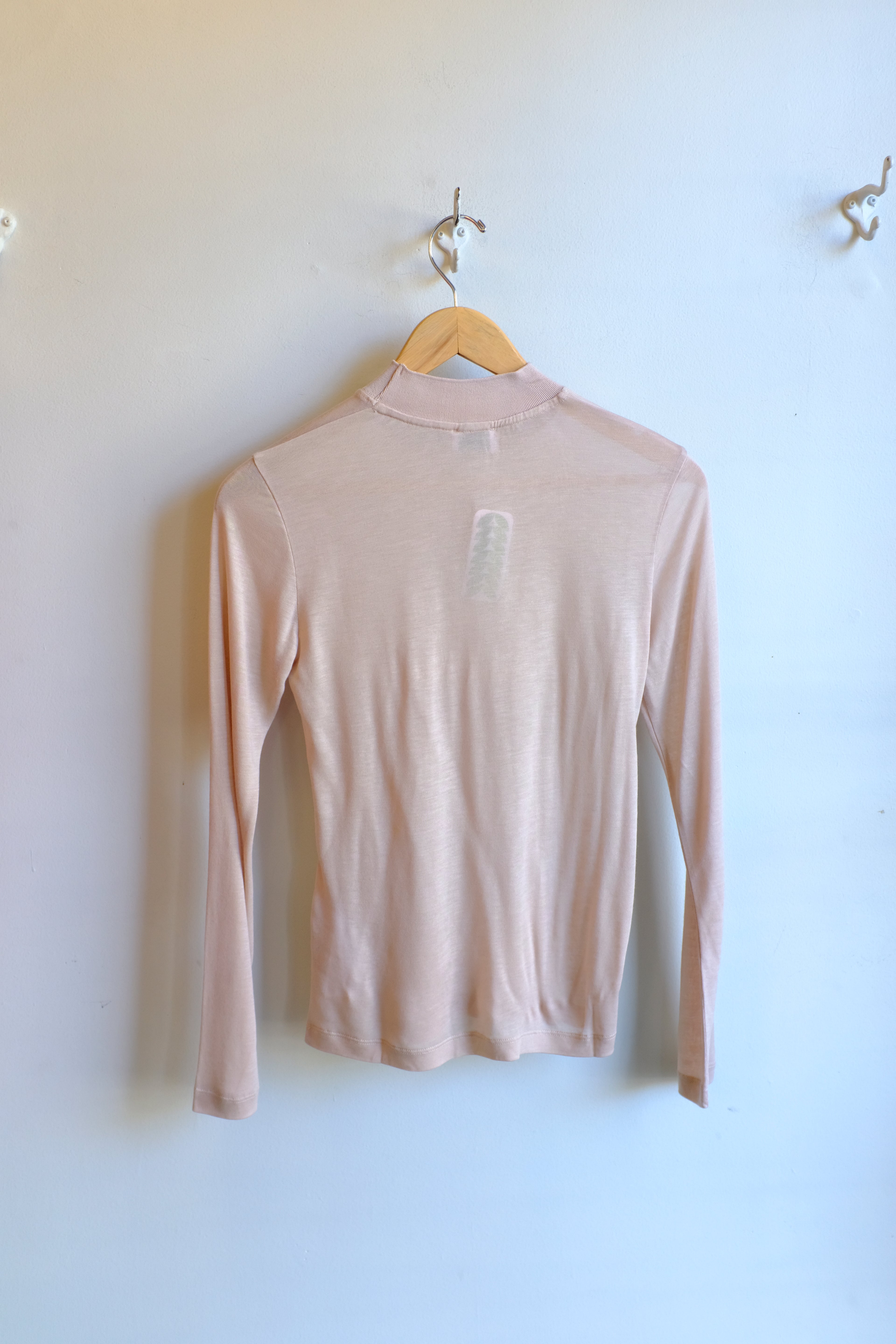 Lyocell Cashmere Mock Neck Top - Dusty Pink - flat back