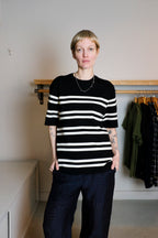 Filippa K - Milano Knit T-Shirt - Black/White - Front
