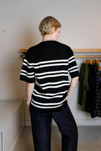 Filippa K - Milano Knit T-Shirt - Black/White - Back
