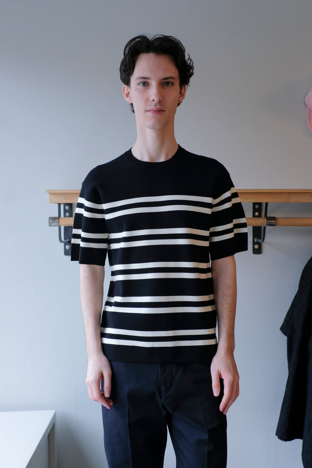Filippa K - Milano Knit T-Shirt - Black/White - front