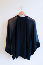 Filippa K - Sheer Raglan Blouse - Black - flat back