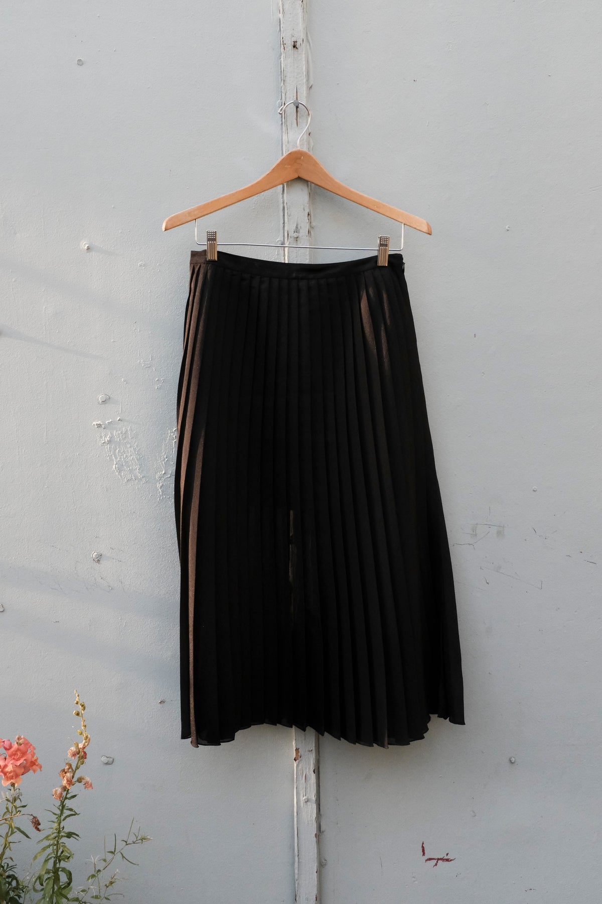 Sheer Plisse Skirt - Black