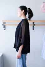 Filippa K - Sheer Raglan Blouse - Black -side