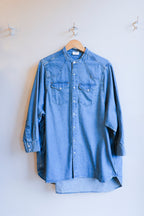 Filippa K - Western Denim Shirt Dress - Washed Mid Blue - flat front