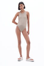 Load image into Gallery viewer, Filippa K Cross-Back Swimsuit - Hazel Shiny - front model
