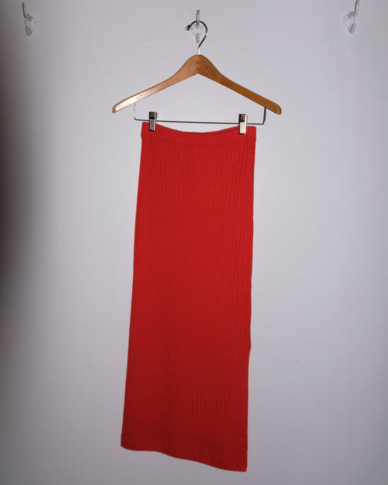 Filippa K - Rib Knit Skirt - Red Orange - flat front