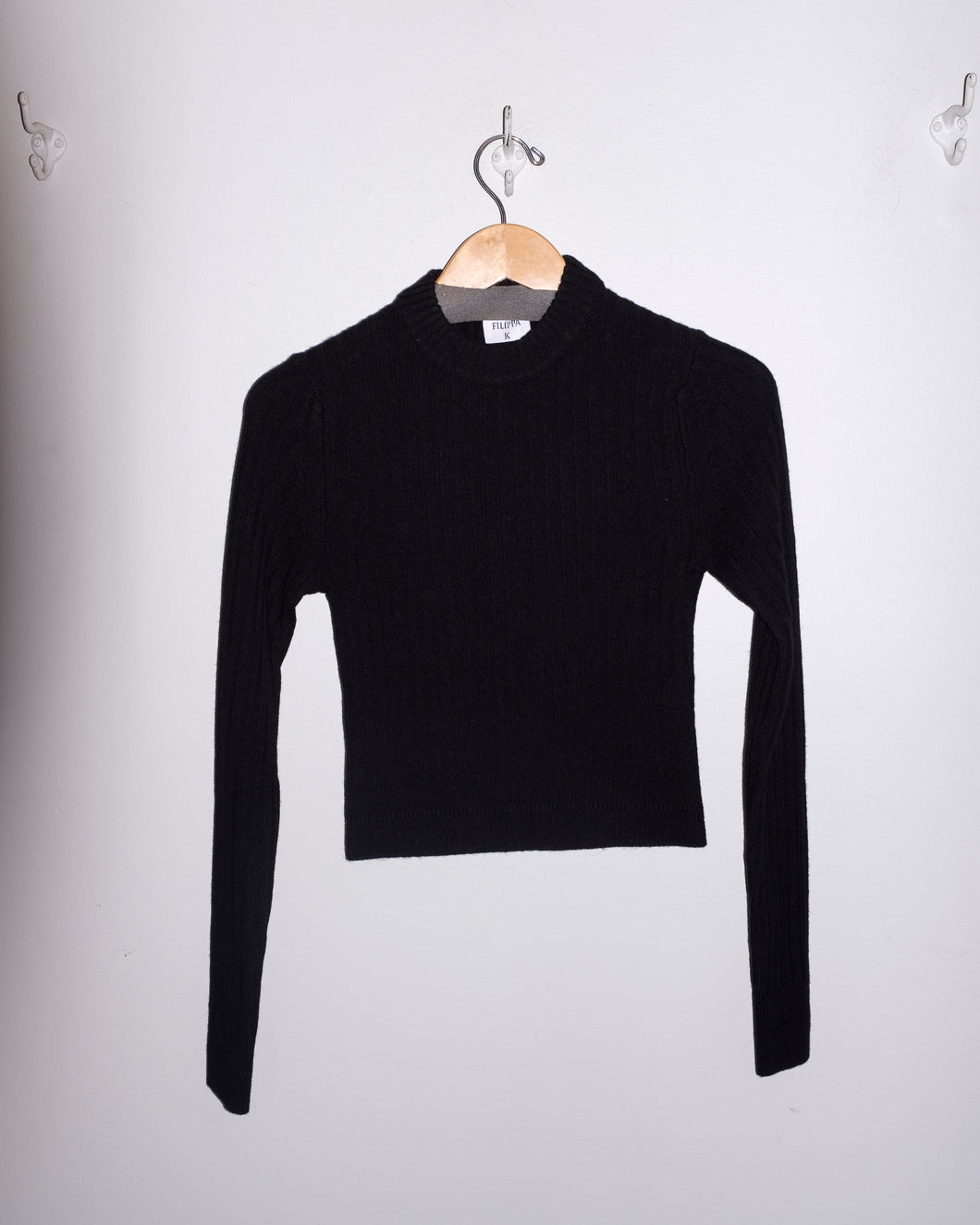 Filippa K - Wool Rib Sweater - Black - flat front