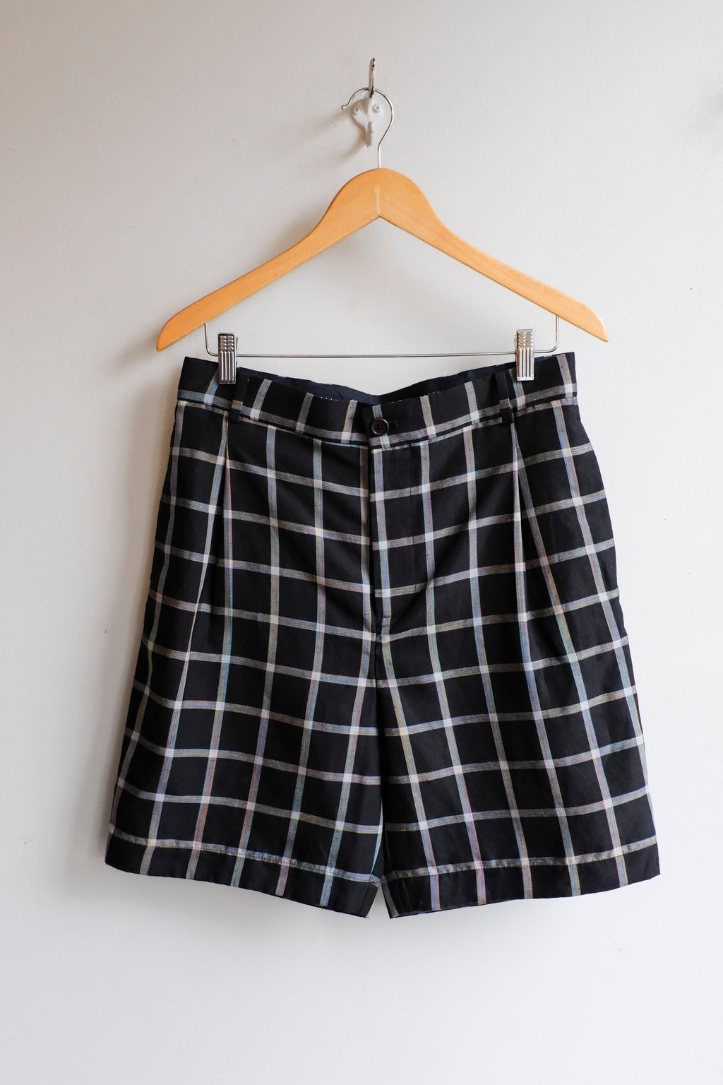 Henrik Vibskov - Claus Shorts - Black Checks - Flat - Front