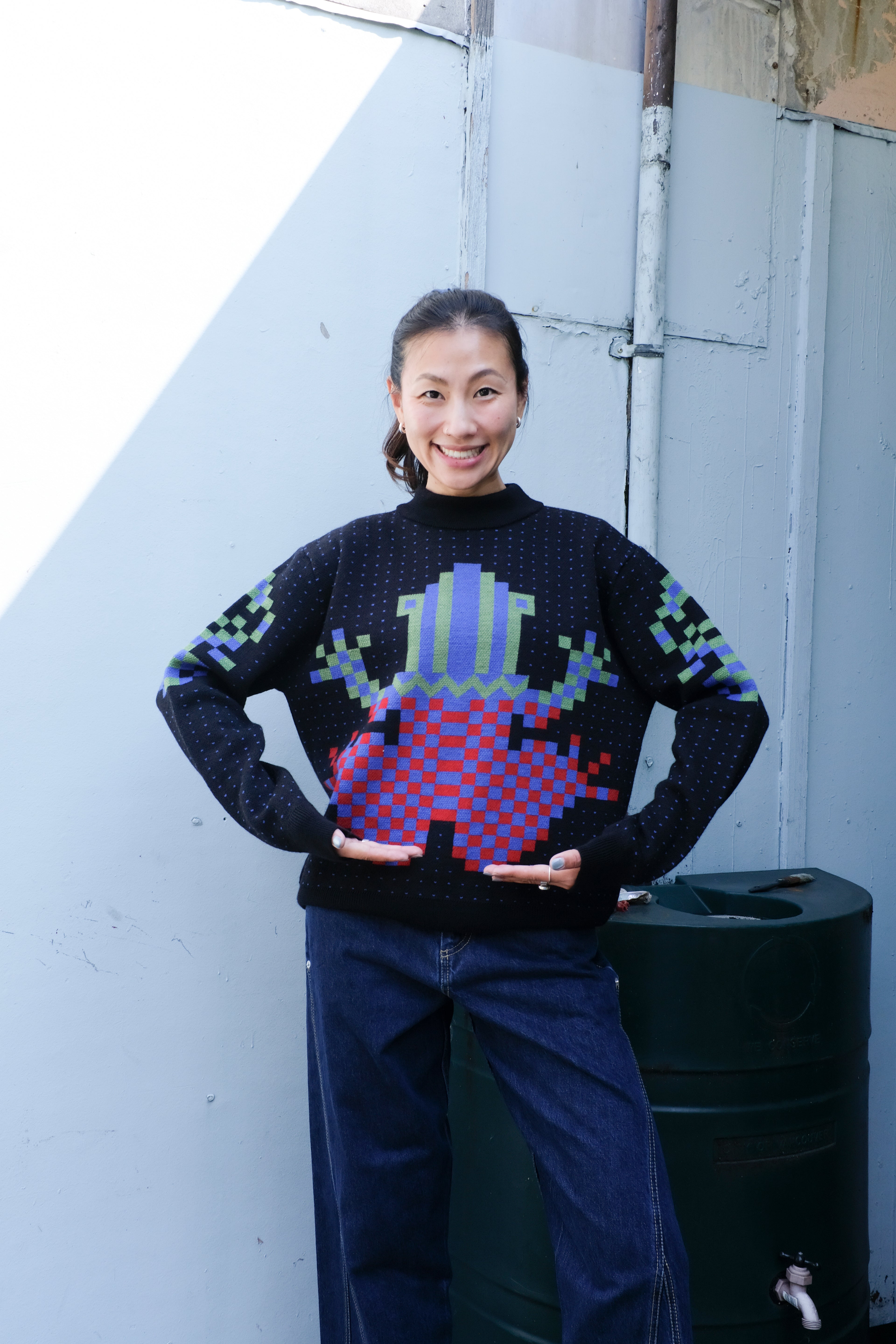 Henrik Vibskov - Cross Stitch Sweater - Black Frog - front