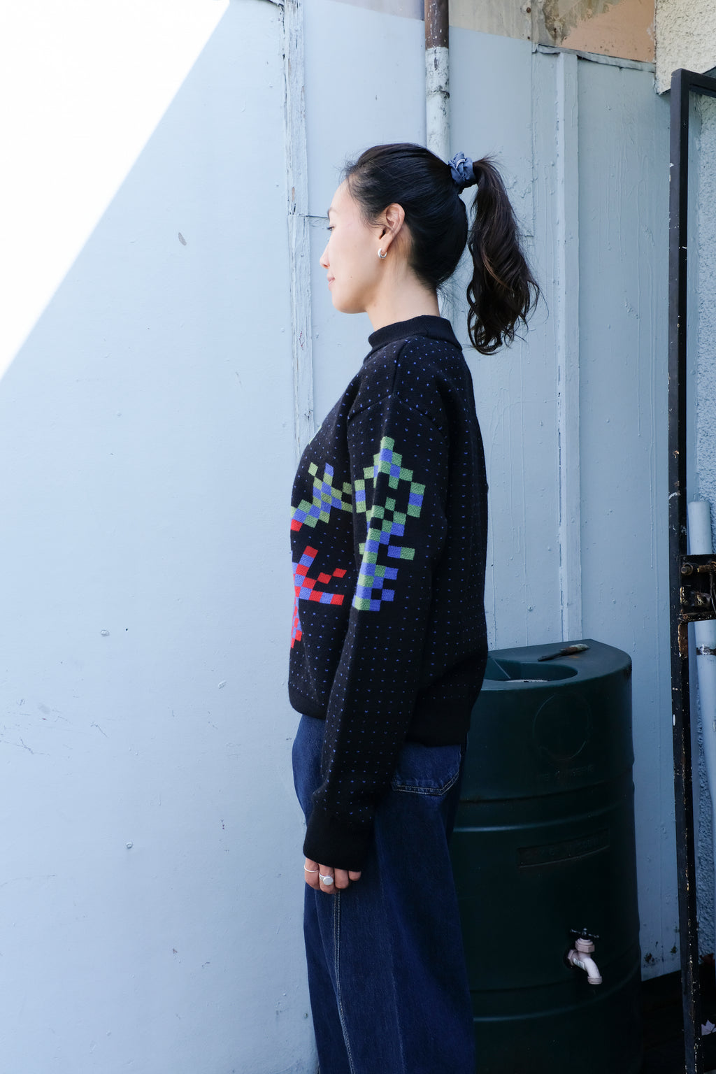 Henrik Vibskov - Cross Stitch Sweater - Black Frog - side