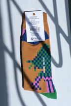 Cross Stitch Sock - Pixelated Spice Frog (41-45)