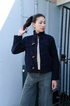 Henrik Vibskov - Duffle Jacket - Navy Duffle - open front