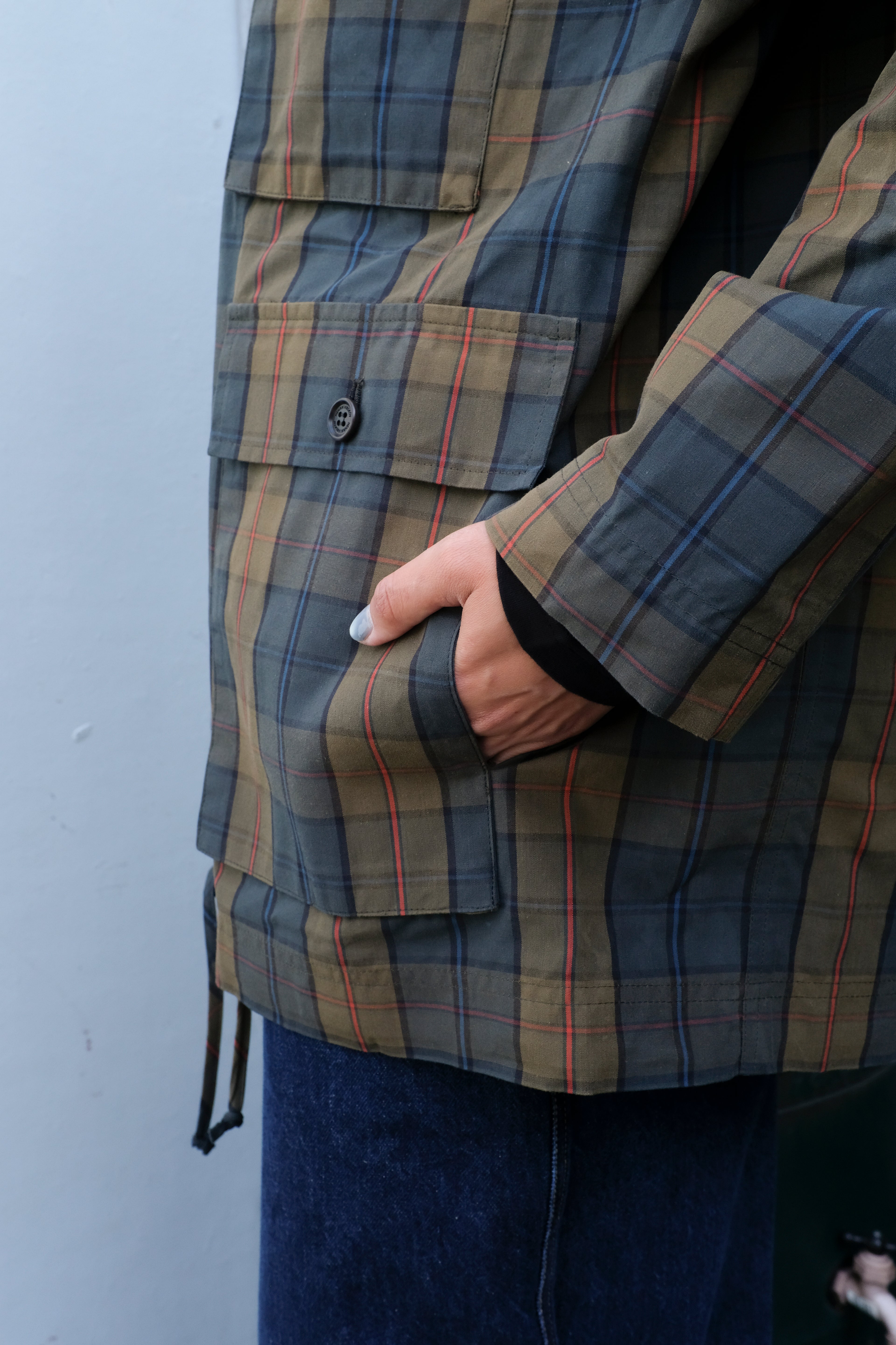 Henrik Vibskov - Field Parka - Tartan Dry Wax - side pocket