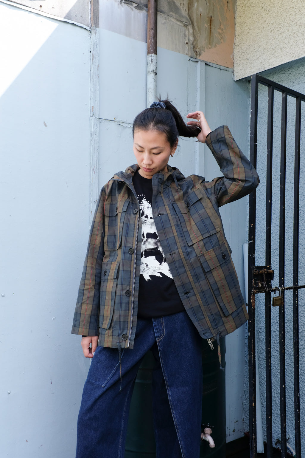 Henrik Vibskov - Field Parka - Tartan Dry Wax -open