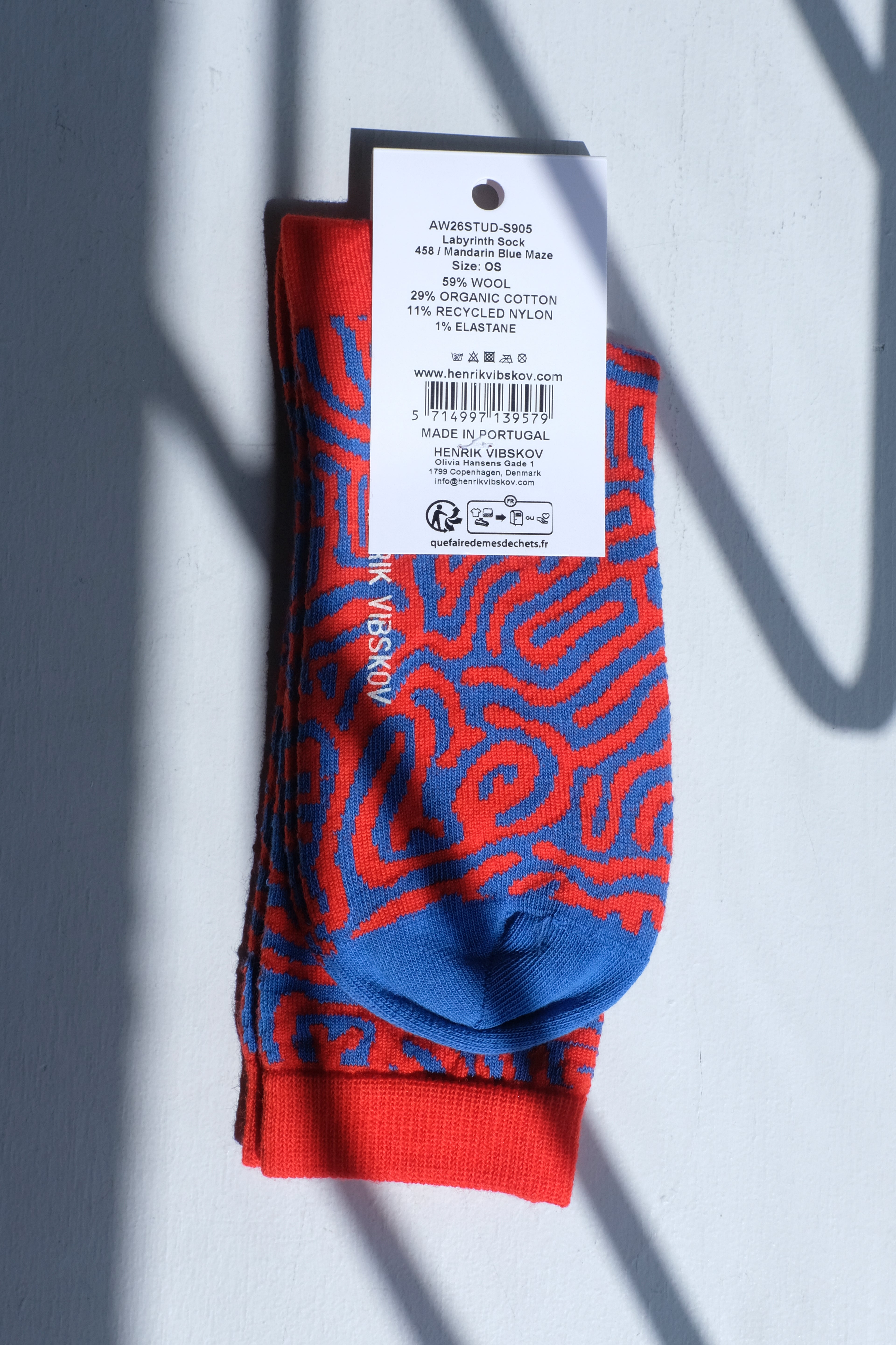 Labyrinth Sock - Mandarin Blue Maze (36-40)