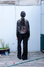 Henrik Vibskov - Double Ki Shirt - Swamp Reflections - Ravioli Slit Pants - Black -back