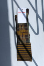 Ribbit Knee Sock - Brown Green Dashed Checks (36-40)