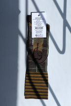 Ribbit Knee Sock - Brown Green Dashed Checks (36-40)