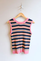 Henrik Vibskov - Silk Stripes Singlet - Navy Stripes - flat back