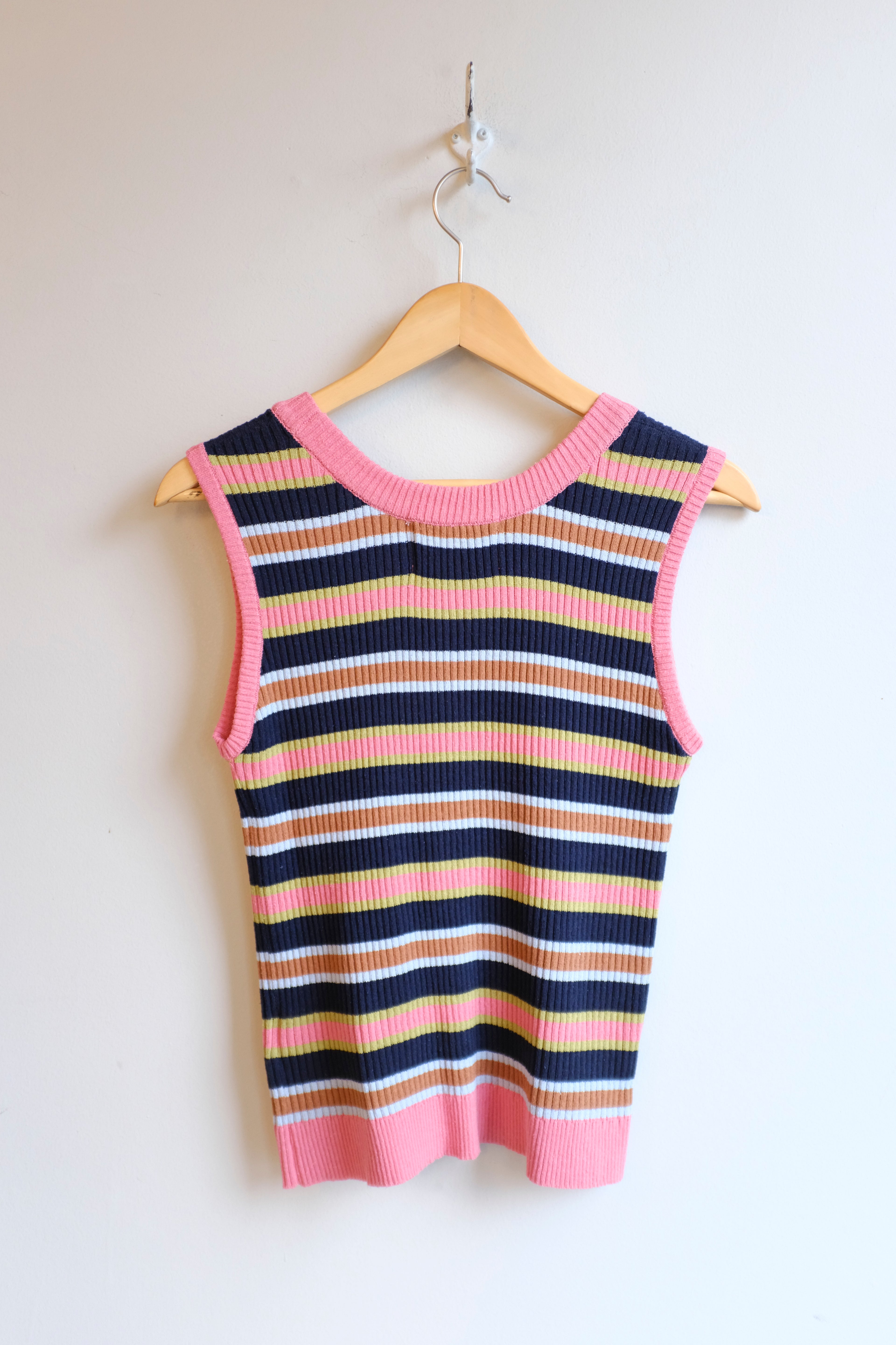 Henrik Vibskov - Silk Stripes Singlet - Navy Stripes - flat back
