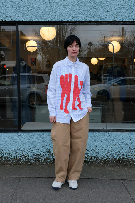 Henrik Vibskov - Block Shirt - White Blue Grid - front