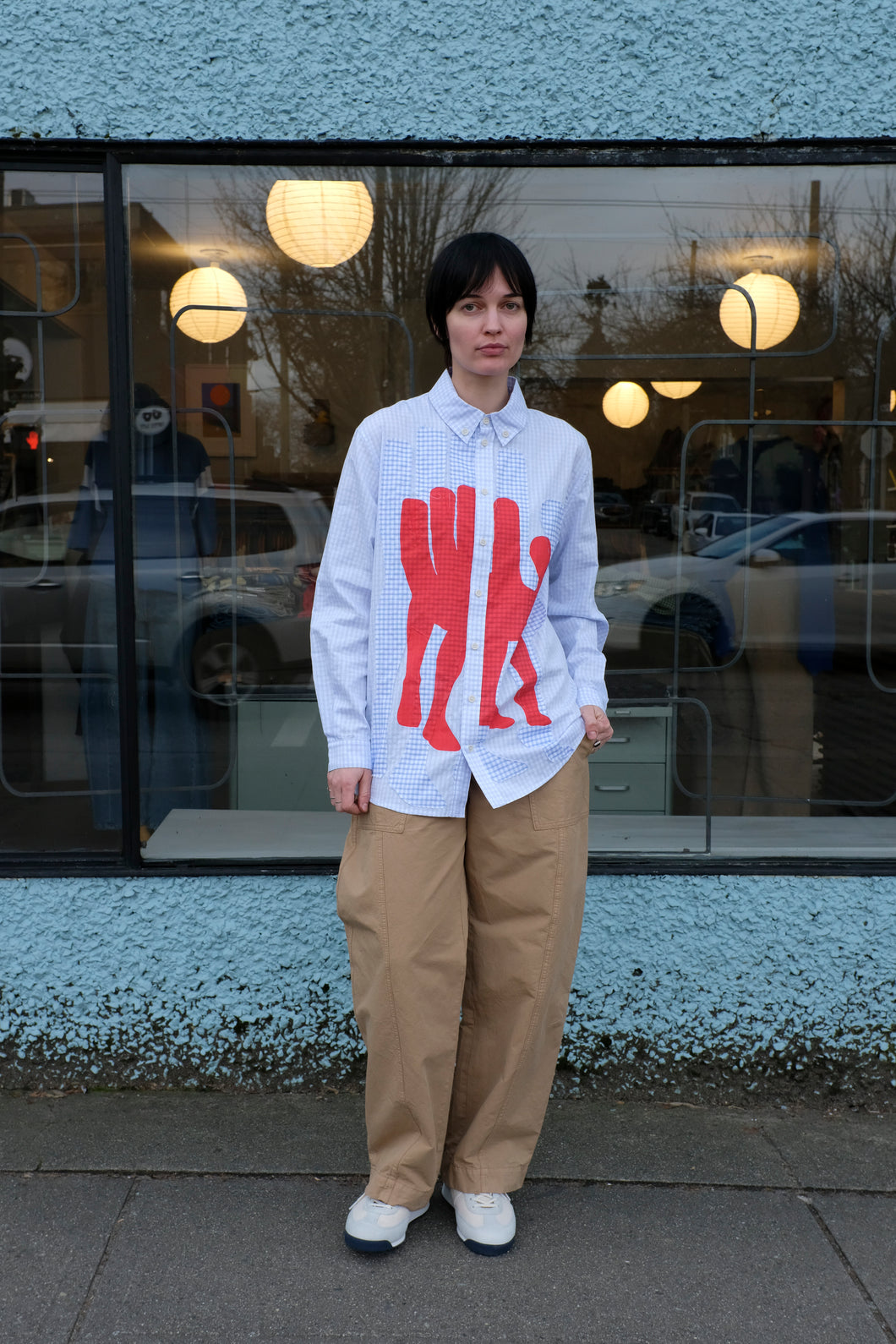 Henrik Vibskov - Block Shirt - White Blue Grid - front