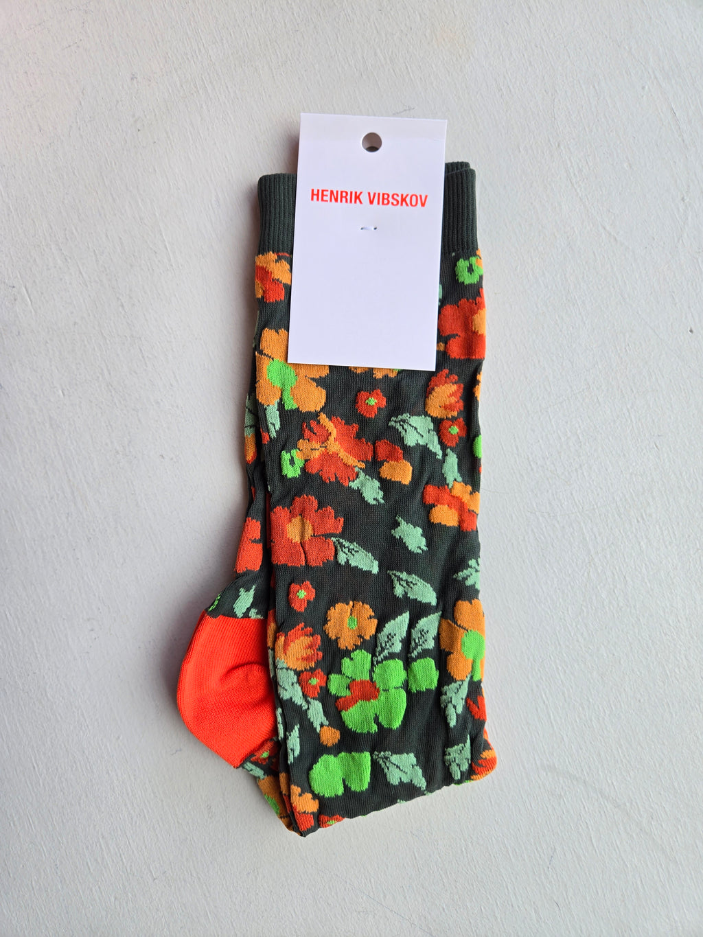 Henrik Vibskov - Bouquet Sock - Orange Floral Affairs - front
