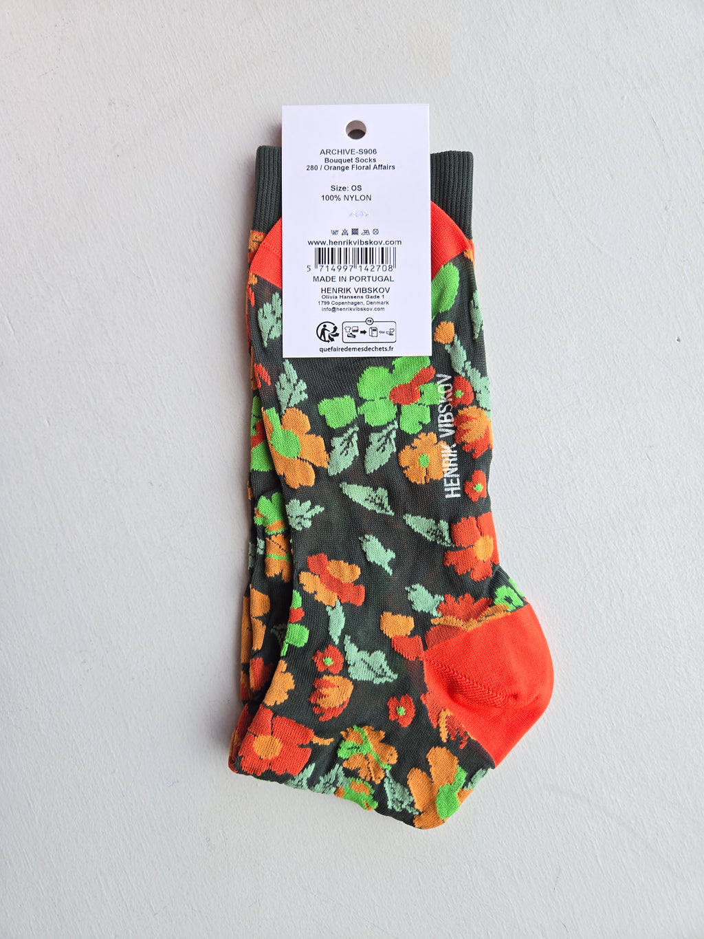 Henrik Vibskov - Bouquet Sock - Orange Floral Affairs - back