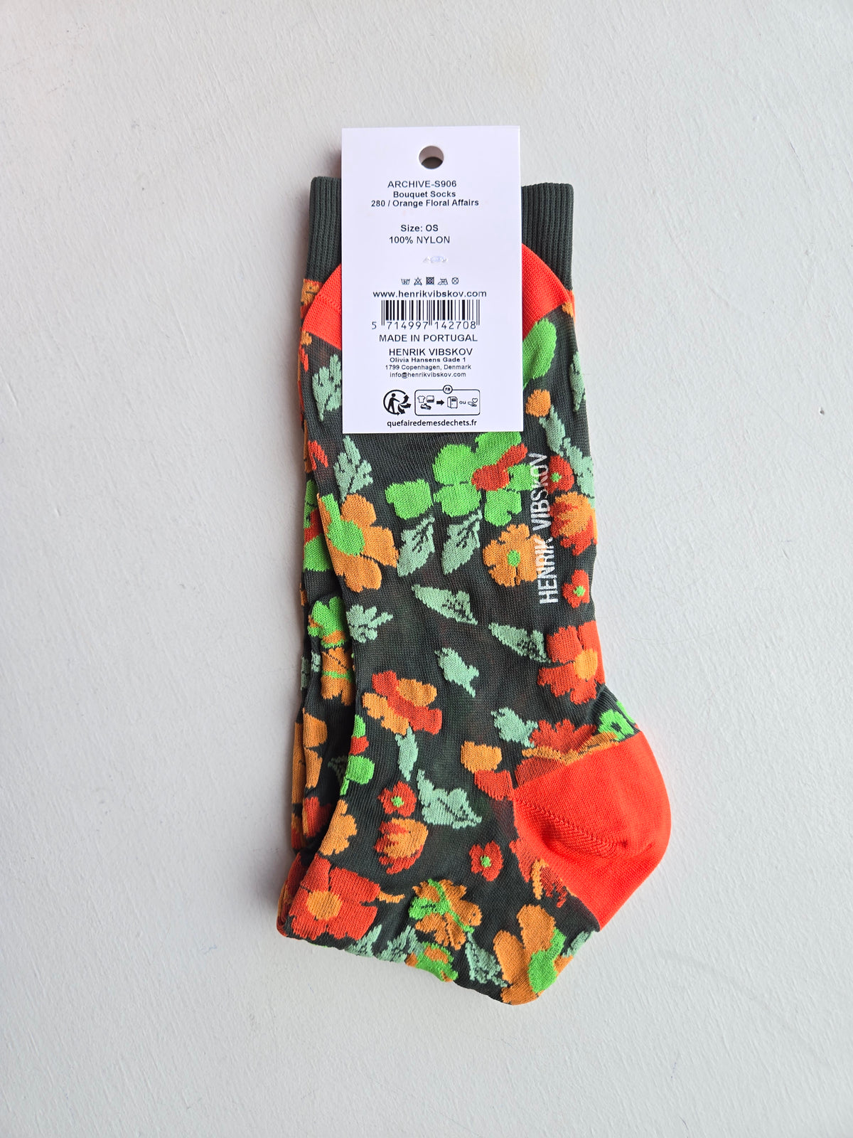 Henrik Vibskov - Bouquet Sock - Orange Floral Affairs - back