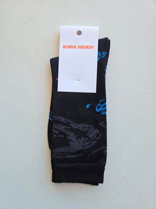 Henrik Vibskov - Dark Fireworks Socks, in black fireworks illustrations