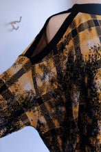 Load image into Gallery viewer, Henrik Vibskov - Faded Bumble Knit Sweater - Blurry Black Yellow Check - flat detail
