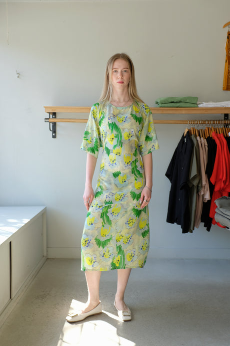 henrik Vibskov - Frown Silk Dress - Spraycan White Green - front