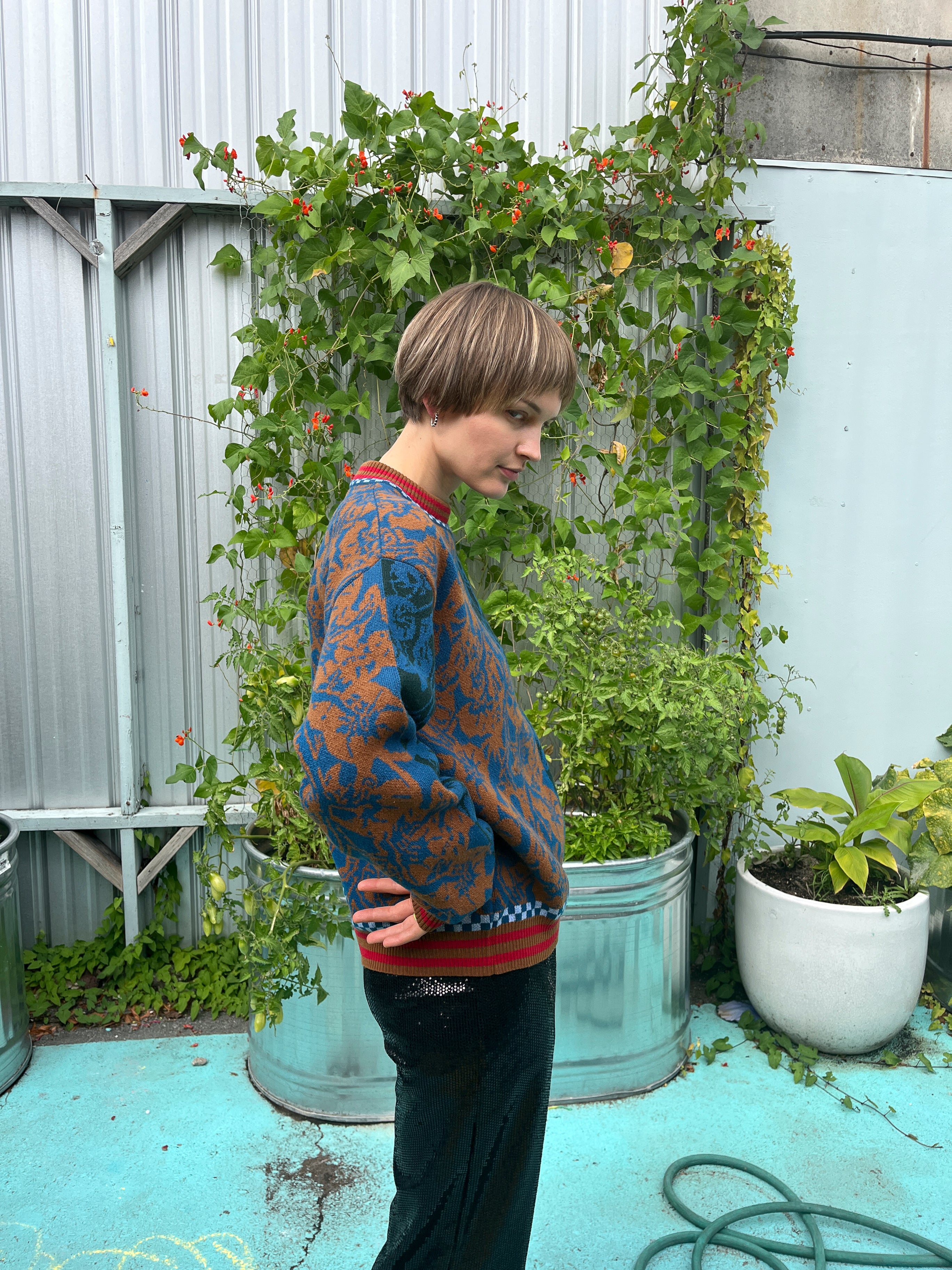 Greenhouse Knit Sweater Petrol Brown Tomatoes – Eugene Choo