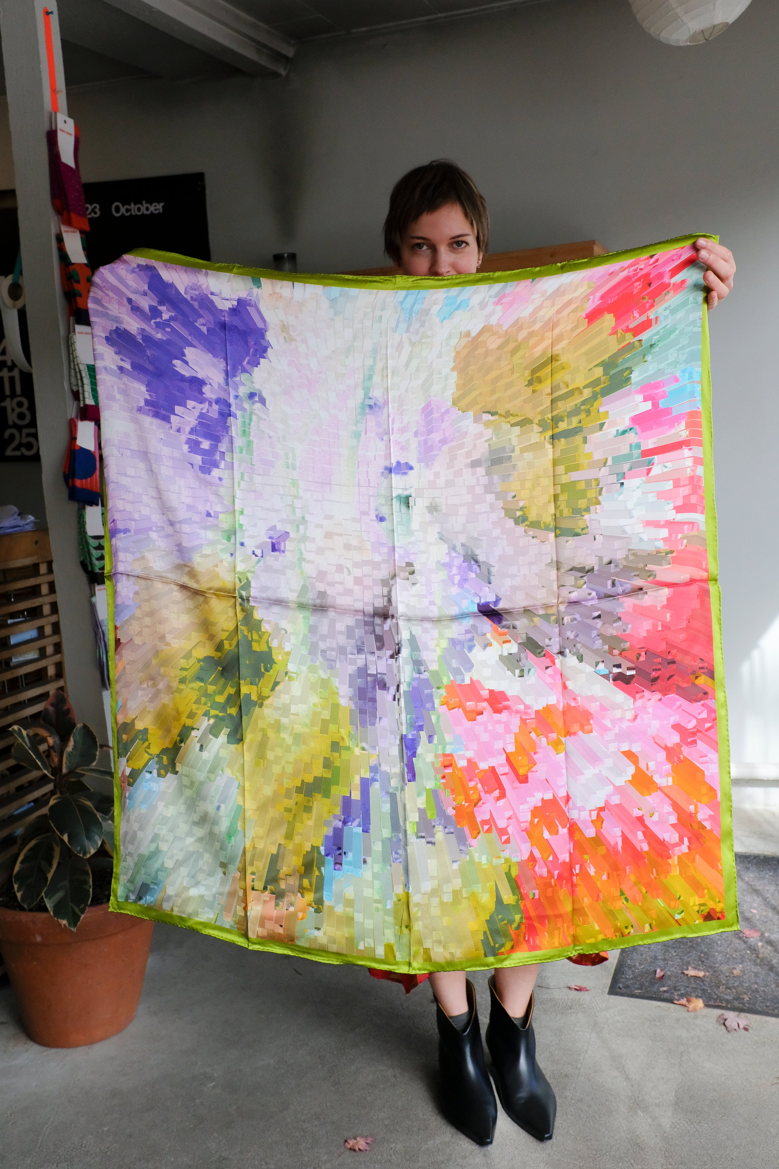 Henrik Vibskov - Kaleidoscope Silk Scarf - Pink - open