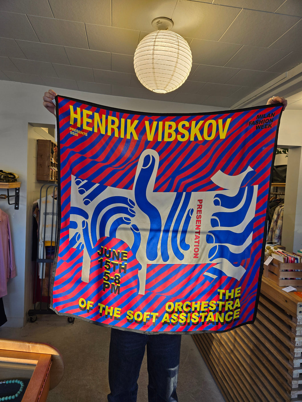 Henrik Vibskov The Orchestra Silk Scarf - Red Blue Soft Poster