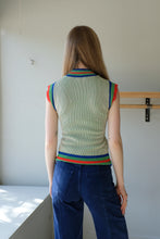 Load image into Gallery viewer, henrik Vibskov - Scuba Knits Top - Green Beige Grid - back
