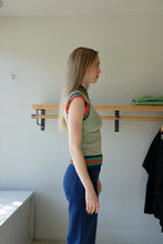 Load image into Gallery viewer, henrik Vibskov - Scuba Knits Top - Green Beige Grid - side
