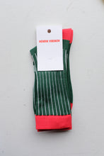 Load image into Gallery viewer, Henrik VIbskov - Umbrella Socks (36-40) - green off white stripes - front
