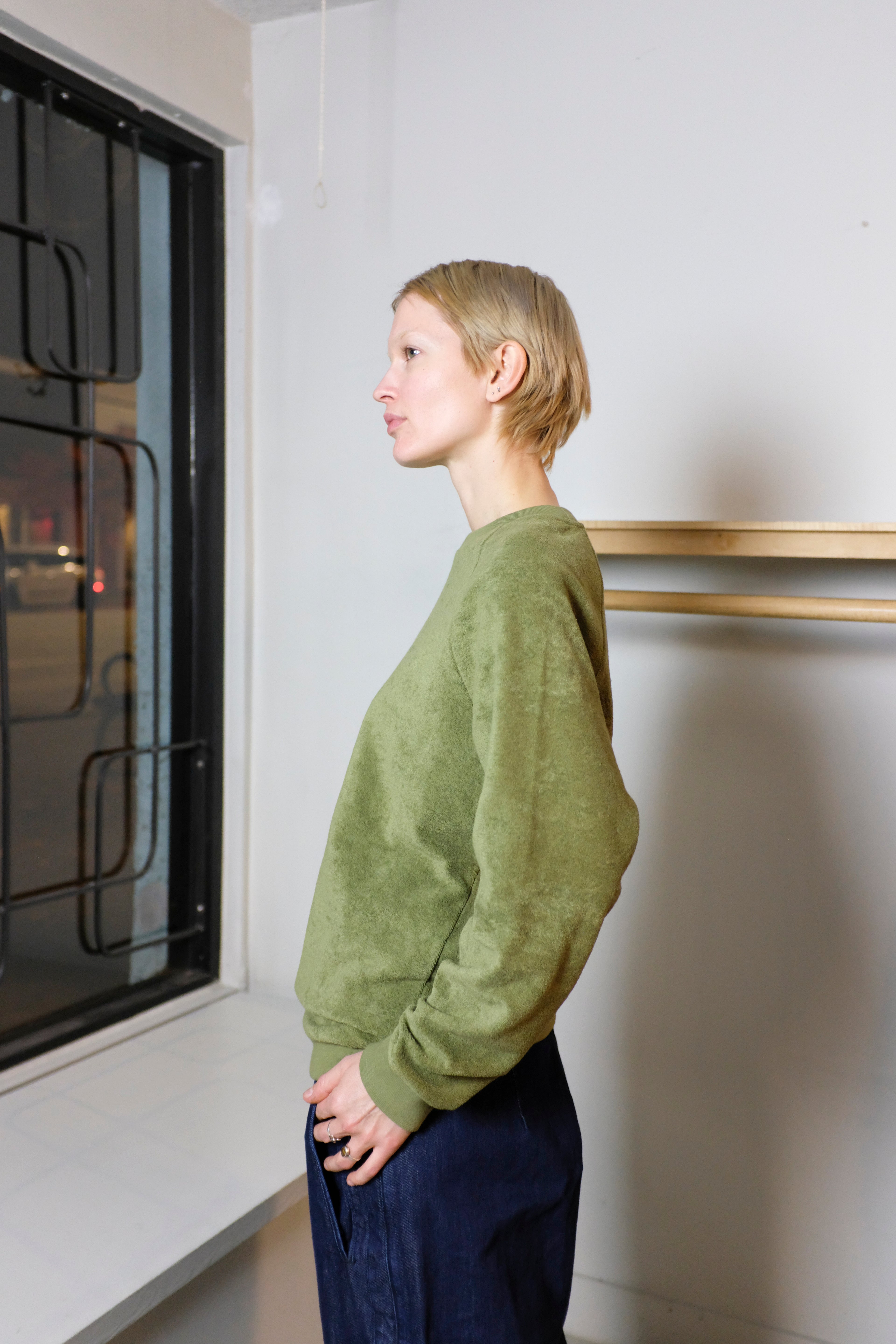 Homecore - Aquae Sponge Sweatshirt - Rosemary Green - side