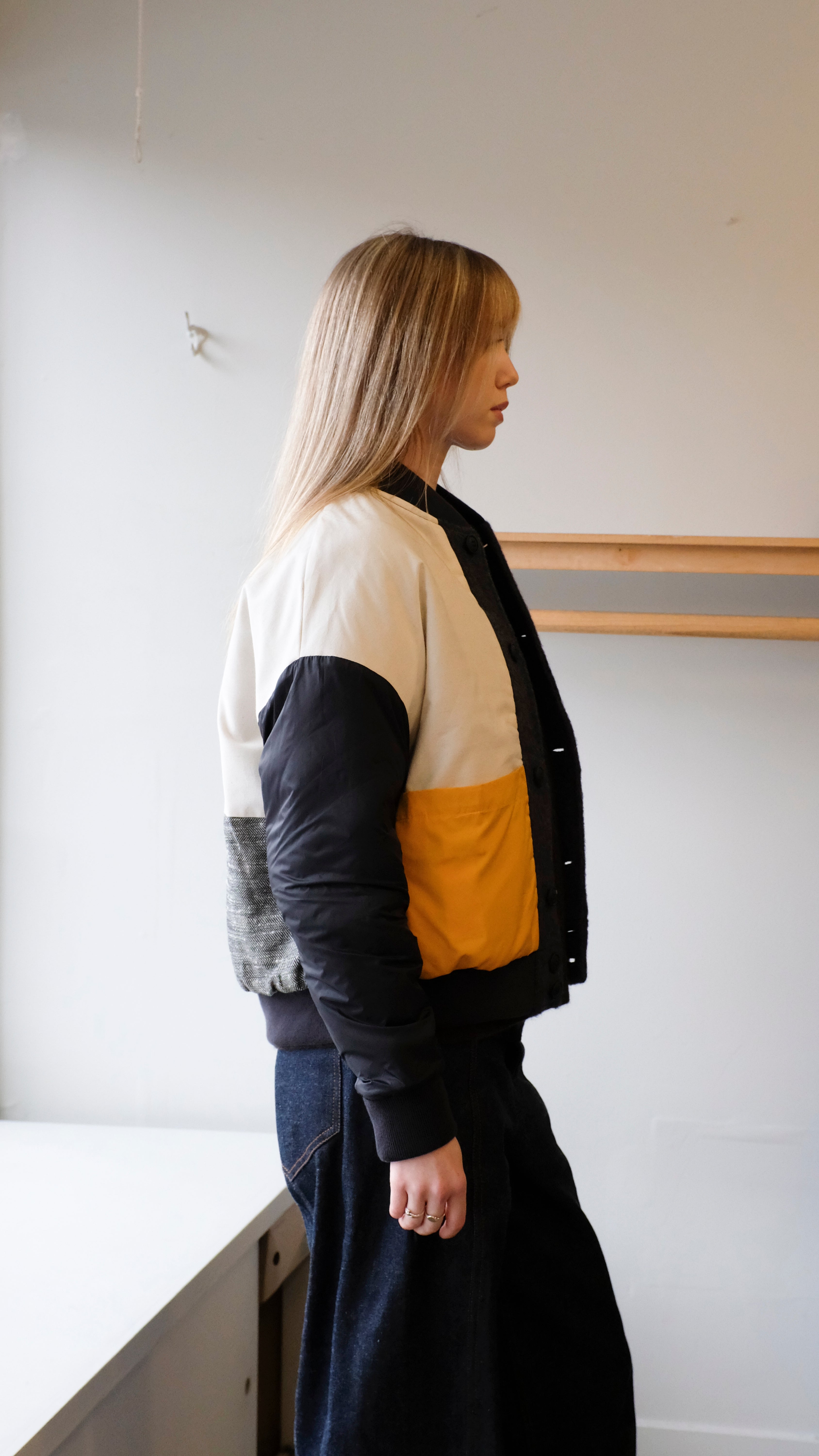 Homecore - Gamma Woolly Reversible Bomber - Anthracite/Grey - reversed side