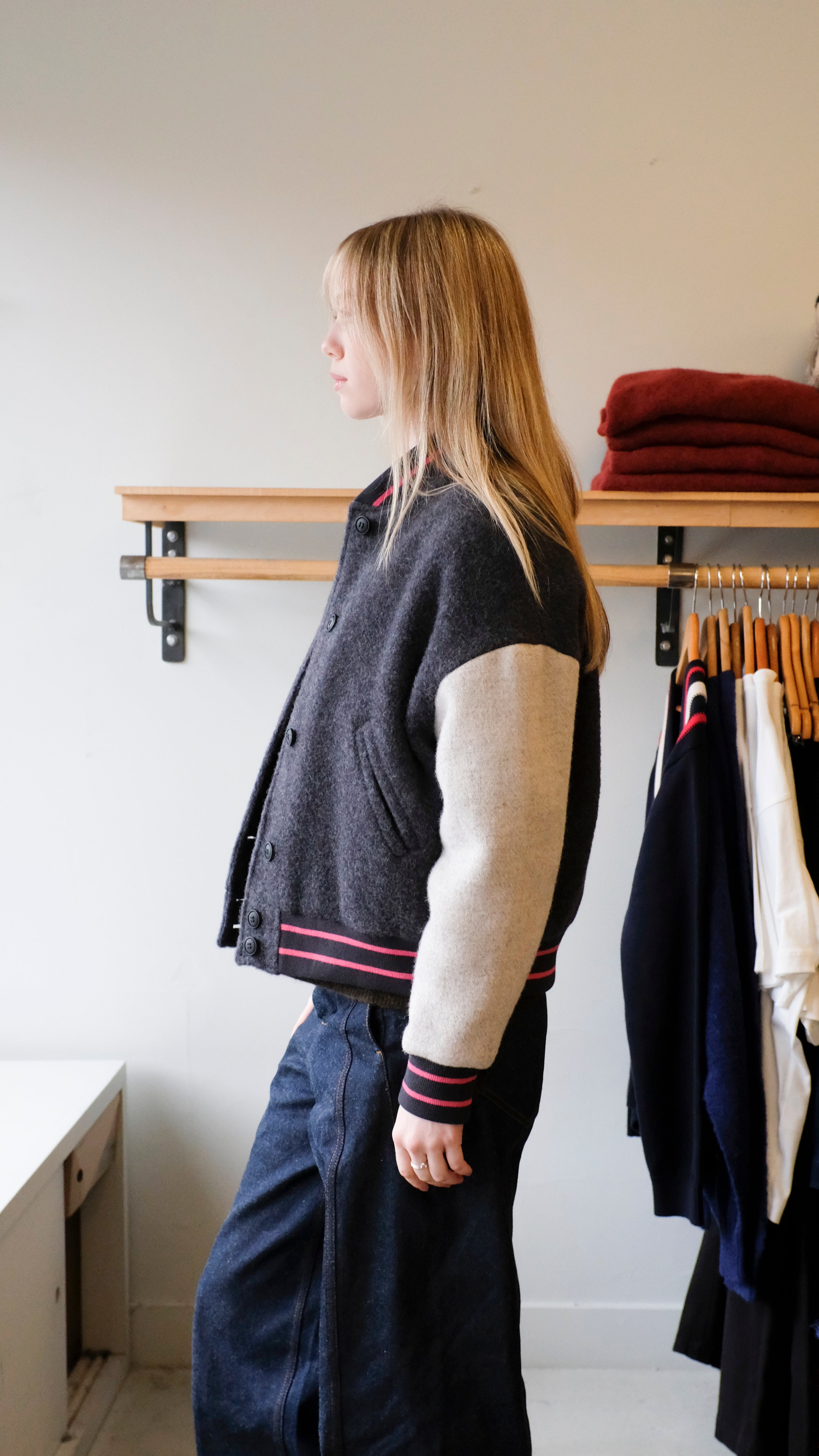 Homecore - Gamma Woolly Reversible Bomber - Anthracite/Grey - side