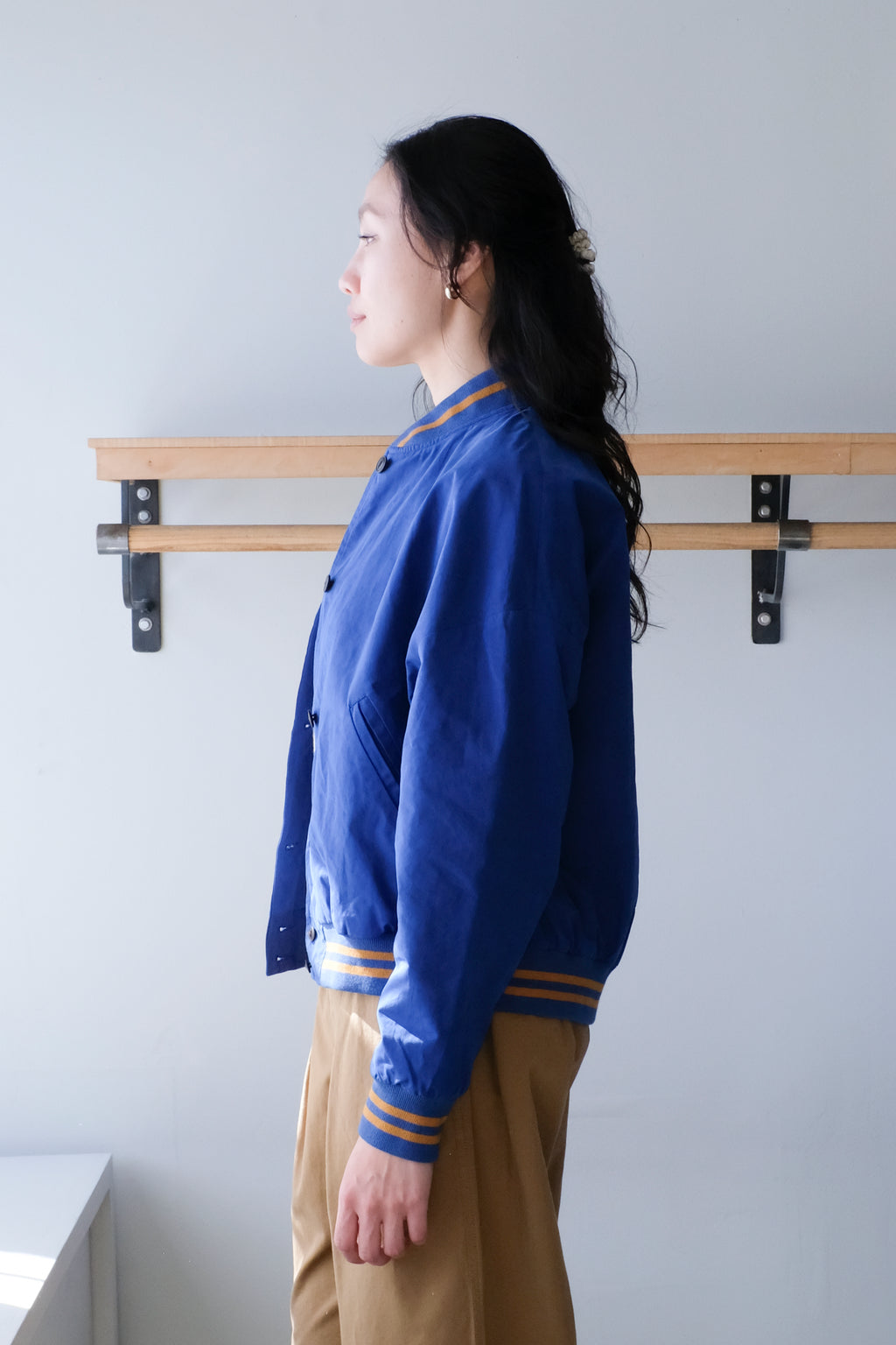 Homecore - Gamma Peach Reversible Bomber - Blue - plain side - side