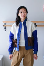 Homecore - Gamma Peach Reversible Bomber - Blue - paneled side - front