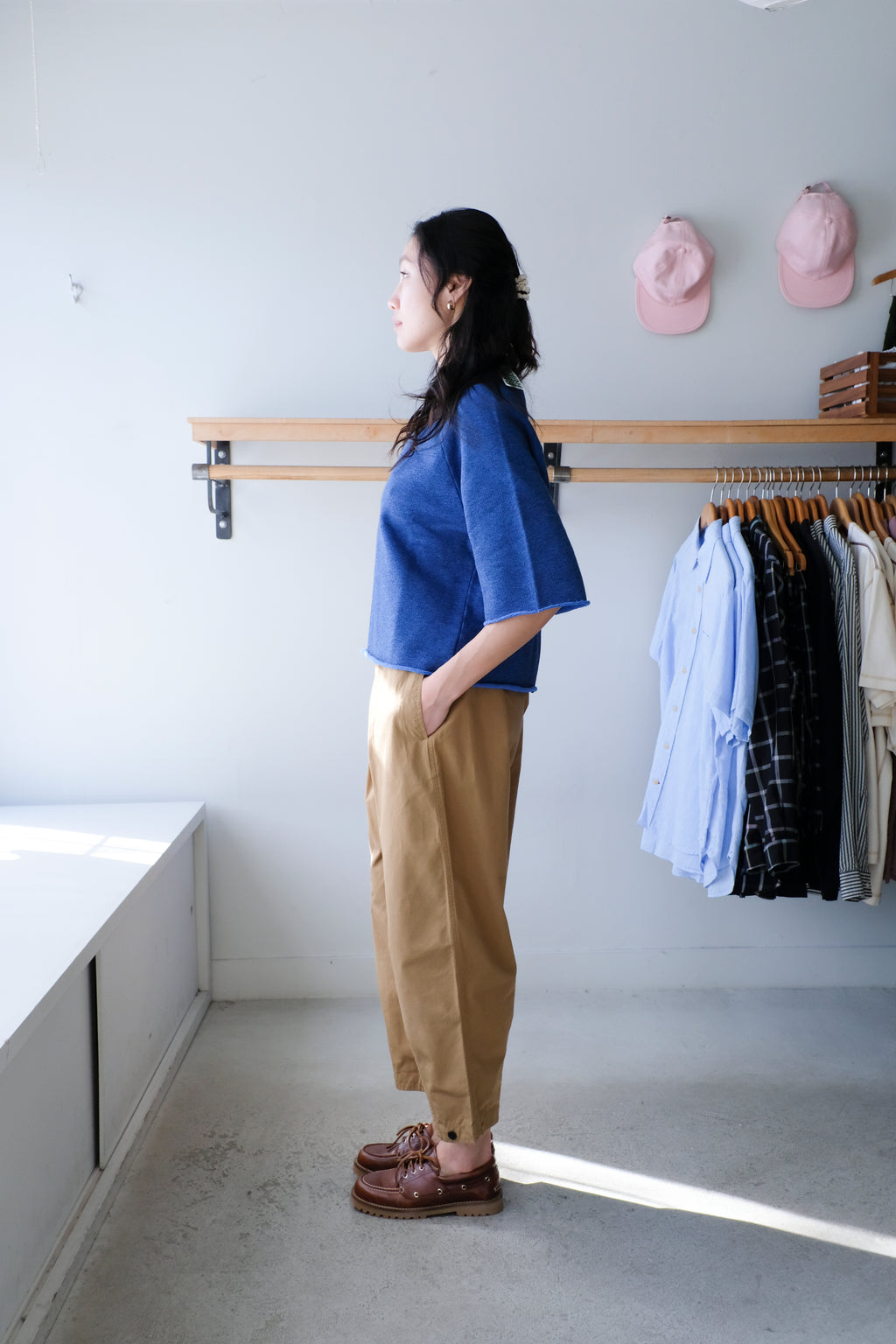 Homecore - Kelani Ripstop Pants - Desert Beige - Terra 3/4 Sweatshirt - Cobalt Blue-side