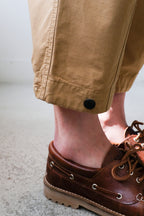 Homecore - Kelani Ripstop Pants - Desert Beige - hem detail, unbuttoned