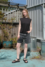 Load image into Gallery viewer, Homecore - Tom Linen T-Shirt - Black - on female model - front

